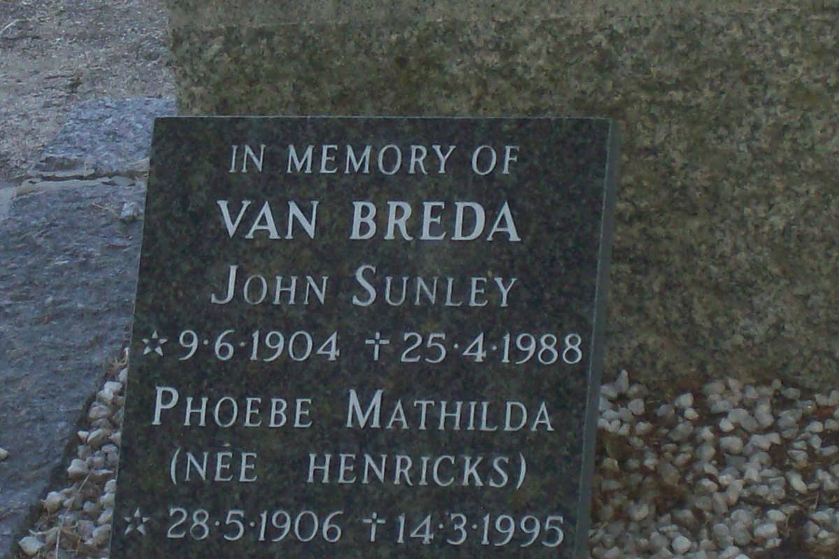 BREDA John Sunley, van 1904-1988 &amp; Phoebe Mathilda HENRICKS 1906-1995