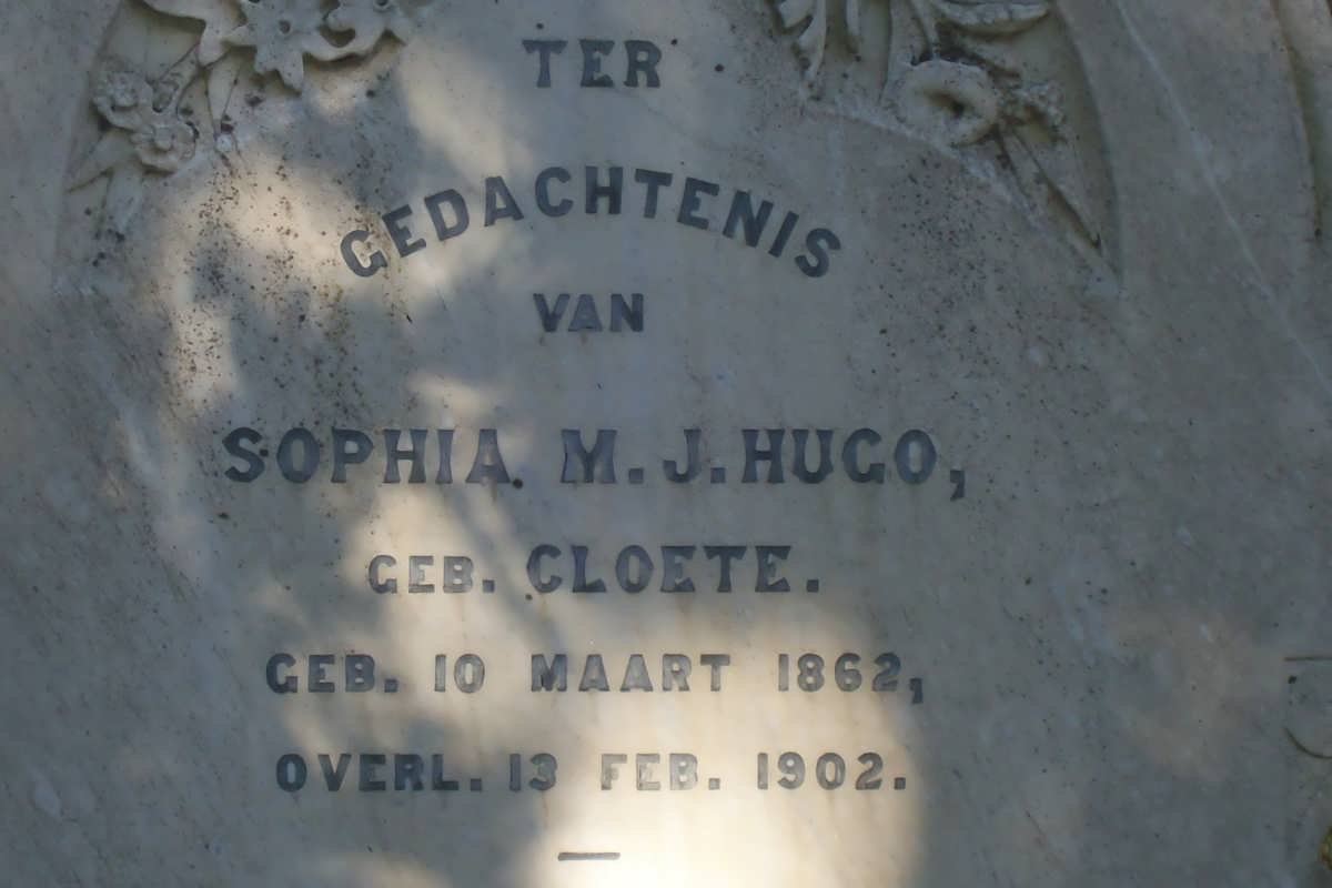 HUGO Sophia M.J. nee CLOETE 1862-1902