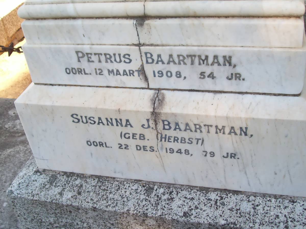 BAARTMAN Petrus -1908 &amp; Susanna J. HERBST -1948