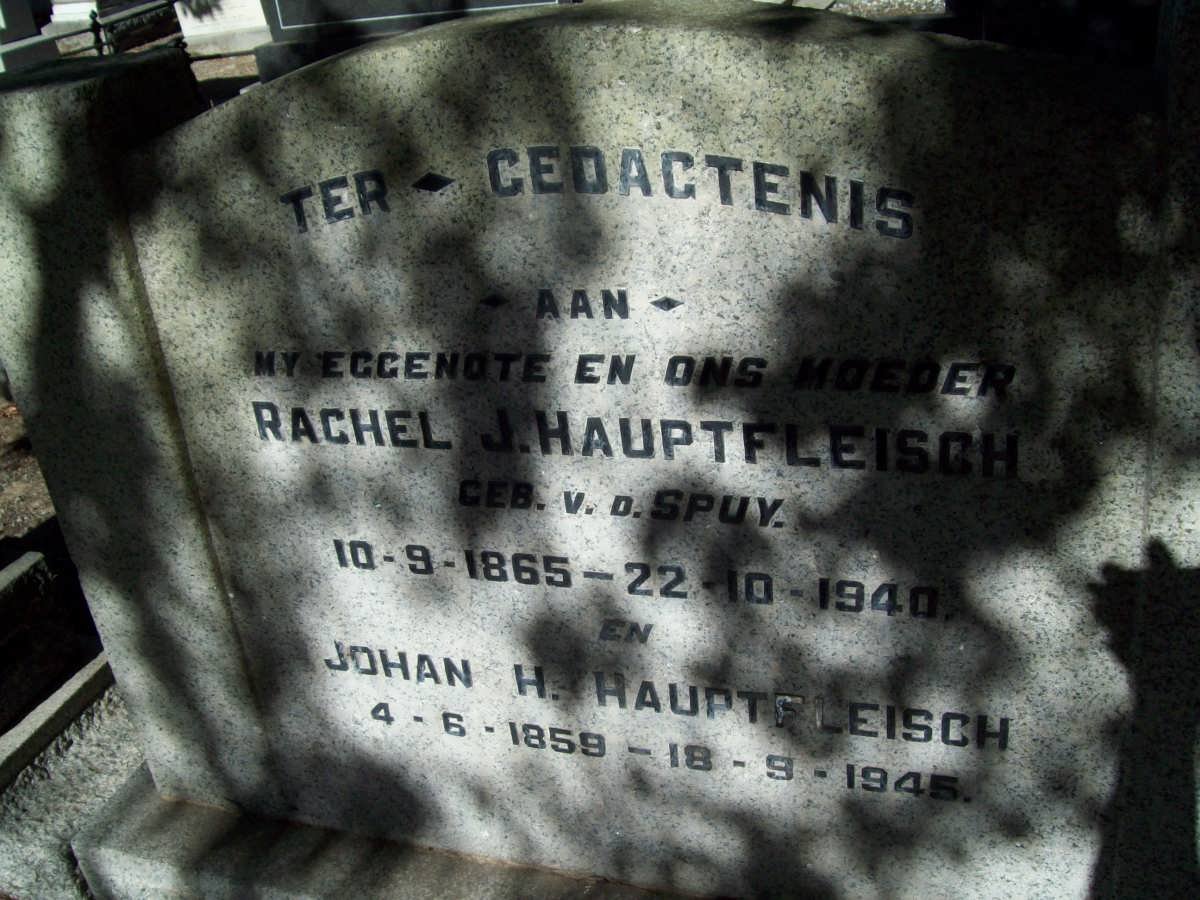 HAUPTFLEISCH Johan H. 1859-1945 &amp; Rachel J. V.D. SPUY 1865-1940