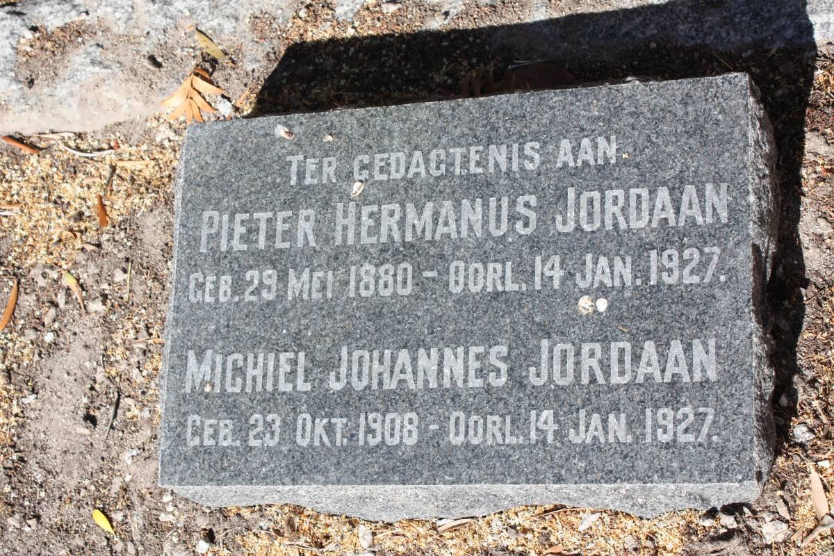 JORDAAN Pieter Hermanus 1880-1927 :: JORDAAN Michiel Johannes 1908-1927
