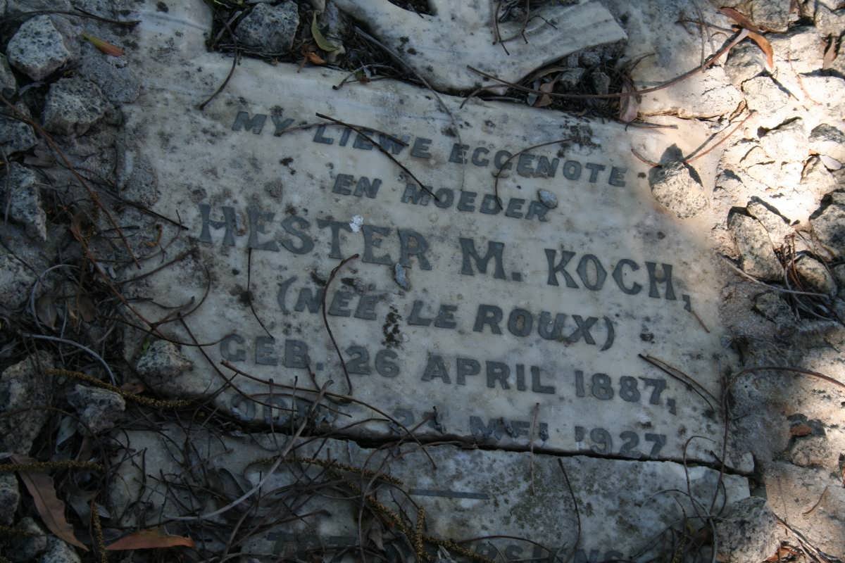 KOCH Hester M. nee LE ROUX 1887-1927