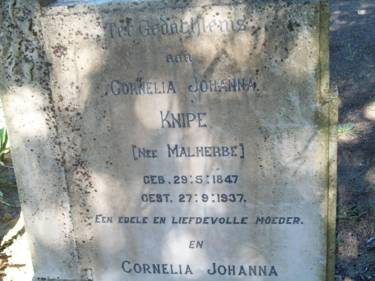 KNIPE Cornelia Johanna nee MALHERBE 1847-1937 :: KNIPE Cornelia Johanna