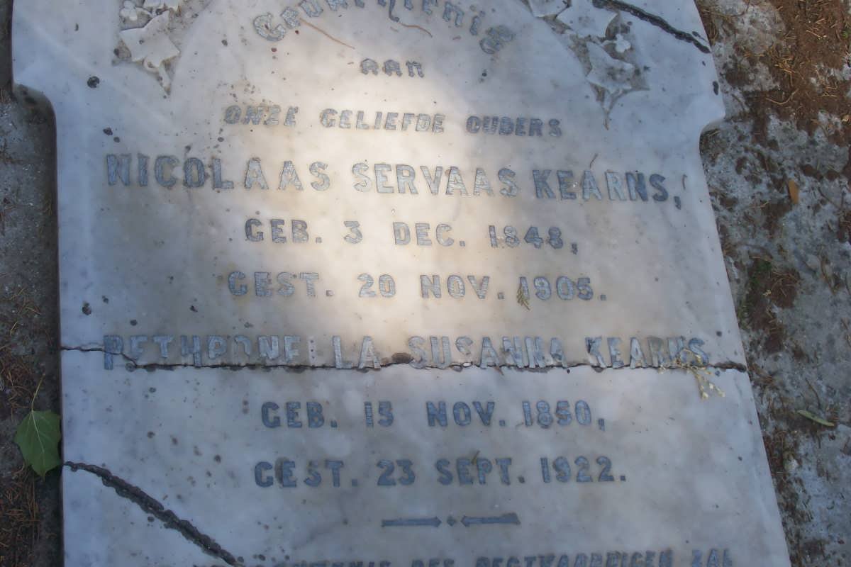 KEARNS Nicolaas Servaas 1848-1905 &amp; Petronella Susanna 1850-1922