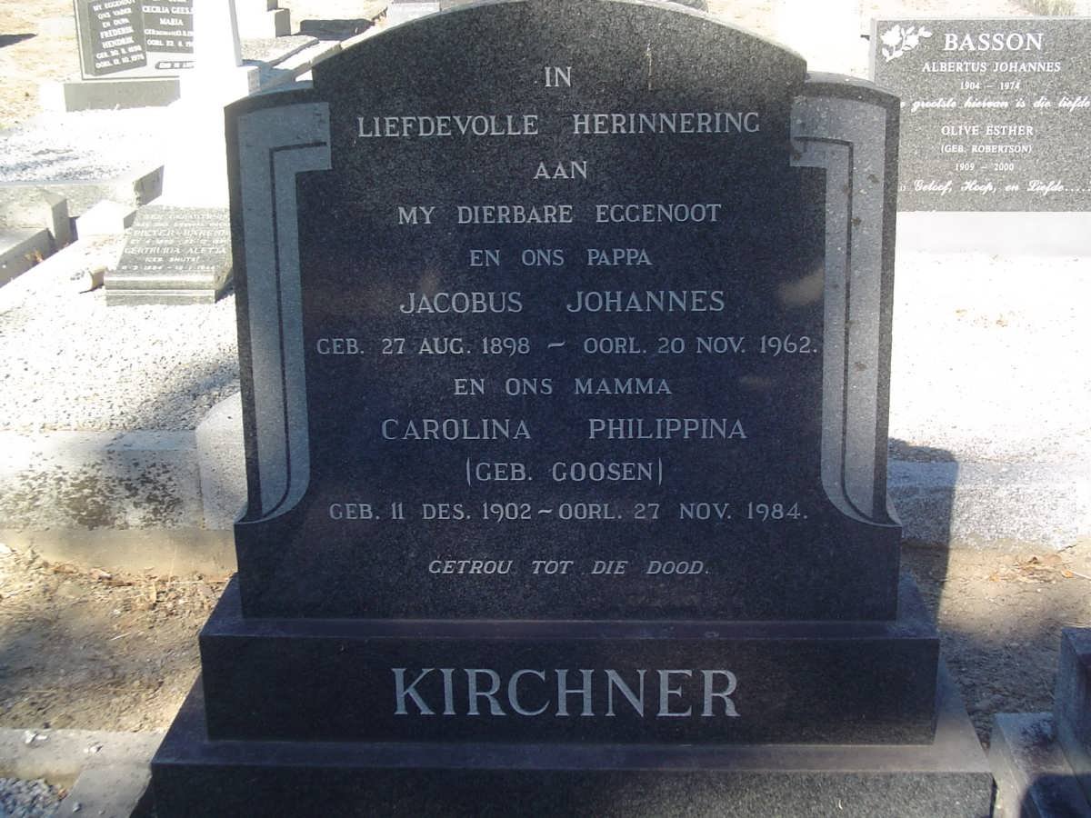 KIRCHNER Jacobus Johannes 1898-1962 &amp; Carolina Philippina GOOSEN 1902-1984