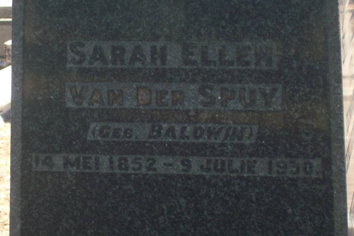 SPUY Sarah Ellen, van der nee BALDWIN 1852-1930
