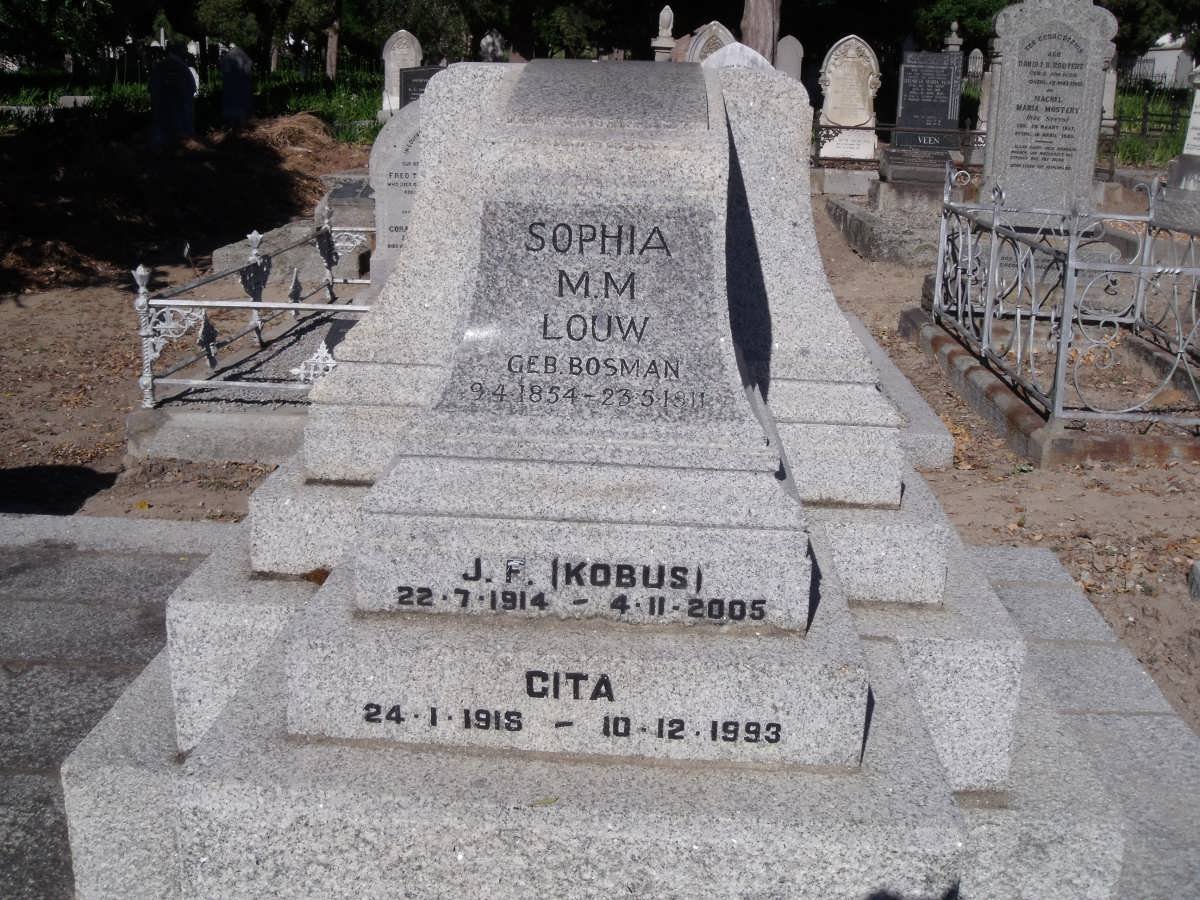 LOUW Sophia M.M. nee BOSMAN 1854-1911 :: LOUW J.P. 1914-2005 :: LOUW Cita 1918-1993