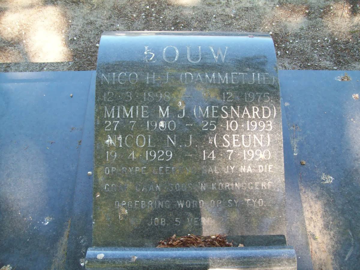 LOUW Nico H.J. 1898-1975 &amp; M.J. 1900-1993 :: LOUW N.J. 1929-1990