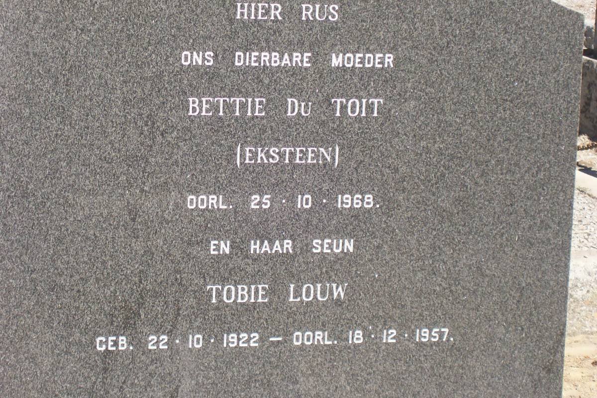 LOUW Tobie 1922-1957 :: DU TOIT Bettie nee EKSTEEN -1968