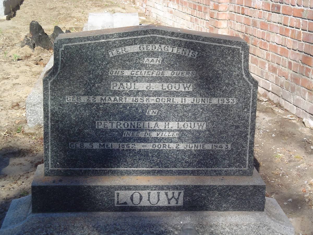 LOUW Paul J. 1858-1933 &amp; Petronella H. DE VILLE 1862-1943