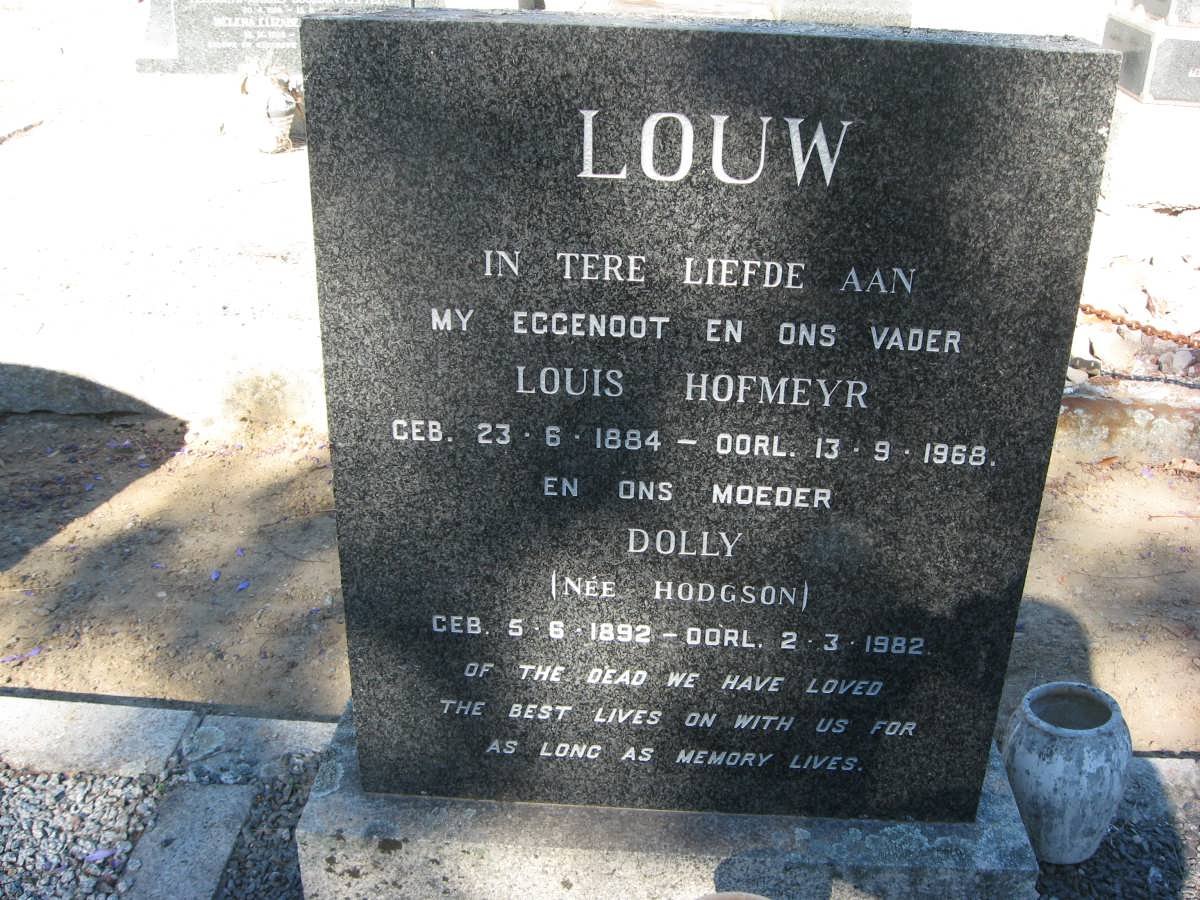 LOUW Louis Hofmeyr 1884-1968 &amp; Dolly HODGSON 1892-1982