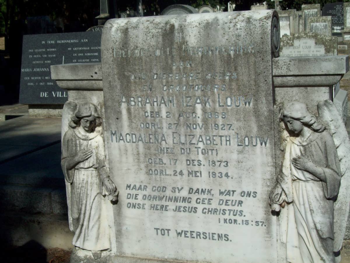 LOUW Abraham Izak 1869-1927 &amp; Magdalena Elizabeth DU TOIT 1873-1934