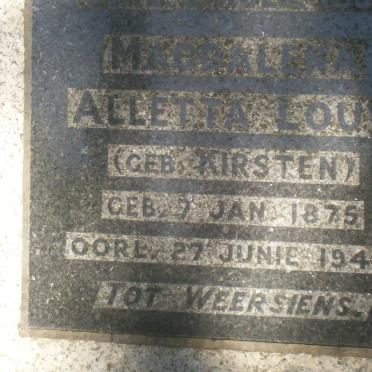 LOUW Magdalena Alletta nee KIRSTEN 1875-1947
