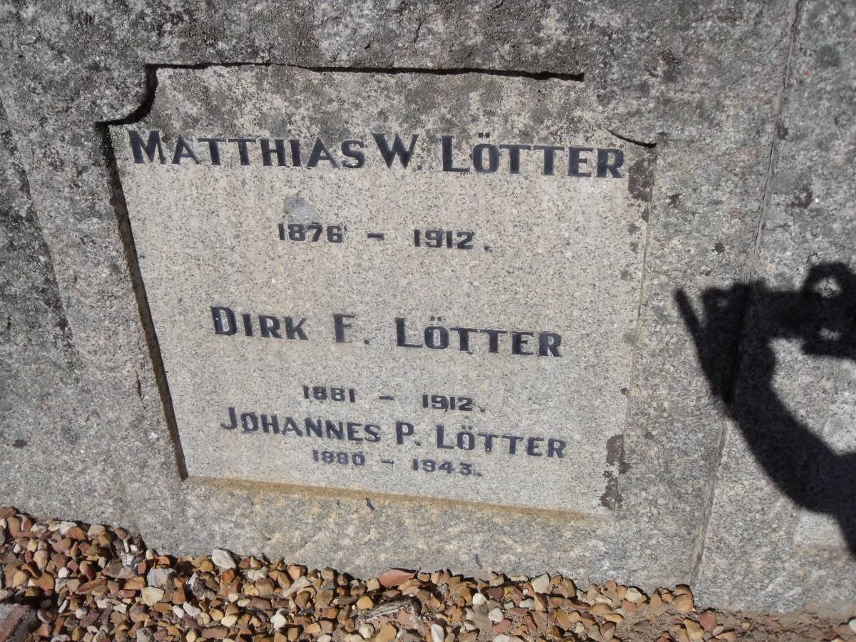 LÖTTER Matthias W. 1876-1912 :: LÖTTER Dirk F. 1881-1912 :: LÖTTER Johannes P. 1880-1943