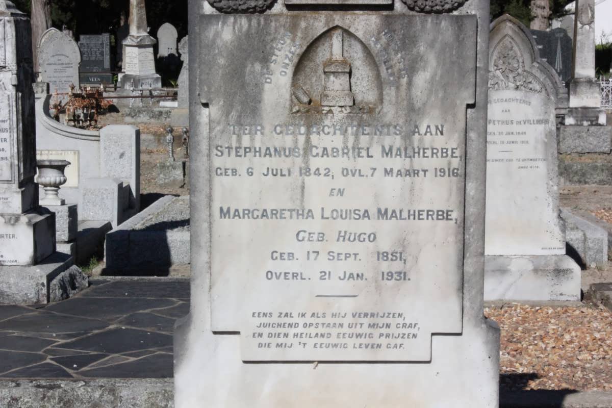 MALHERBE Stephanus Gabriel 1842-1916 &amp; Margaretha Louisa HUGO 1851-1931