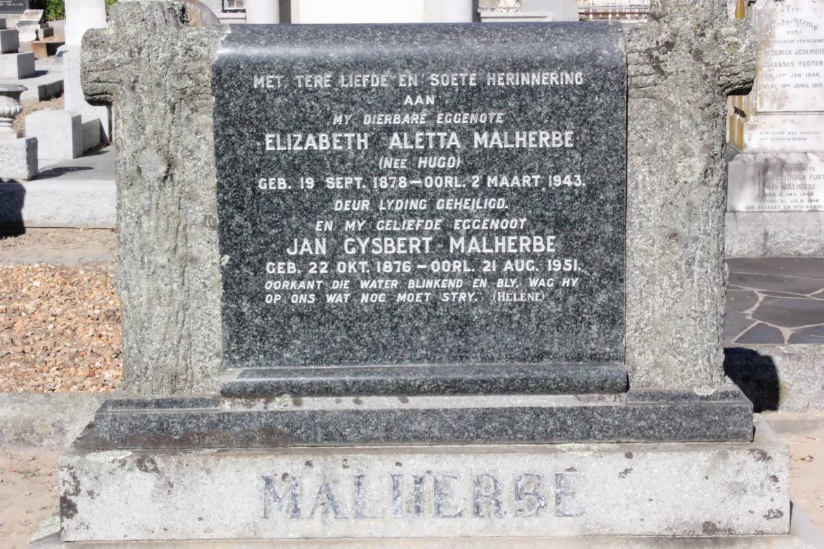 MALHERBE Jan Gysbert 1876-1951 &amp; Elizabeth Aletta HUGO 1878-1943