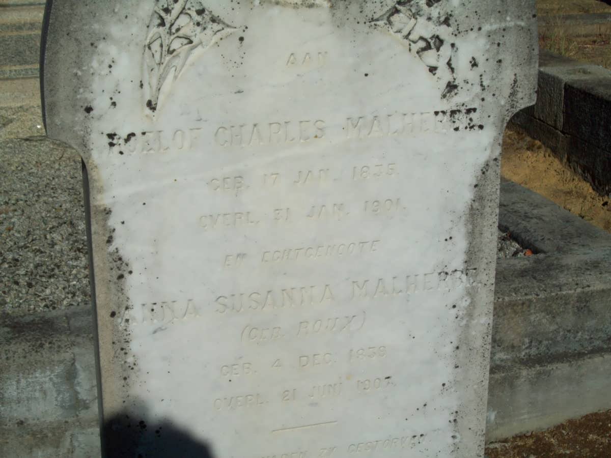 MALHERBE Roelof Charles 1835-1901 &amp; Anna Susanna ROUX 1839-1907