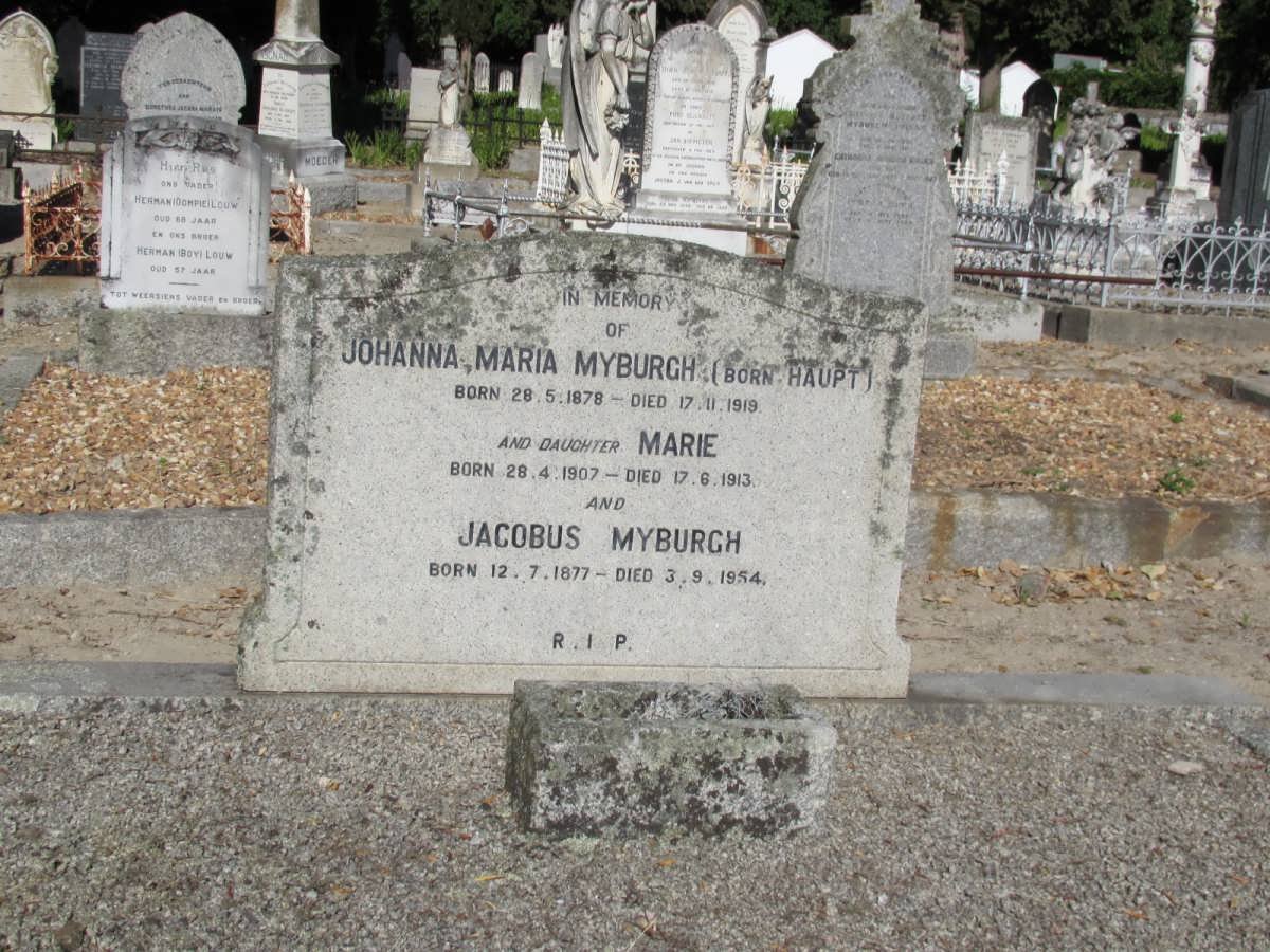 MYBURGH Jacobus 1877-1954 &amp; Johanna Maria HAUPT 1878-1919 :: MYBURGH Marie 1907-1913