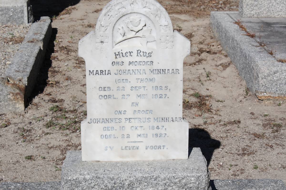 MINNAAR Johannes Petrus 1847-1927 &amp; Maria Johanna THOM 1825-1927