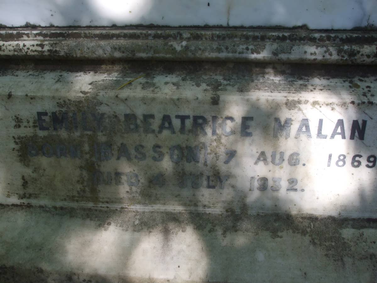 MALAN Emily Beatrice nee BASSON 1869-1932