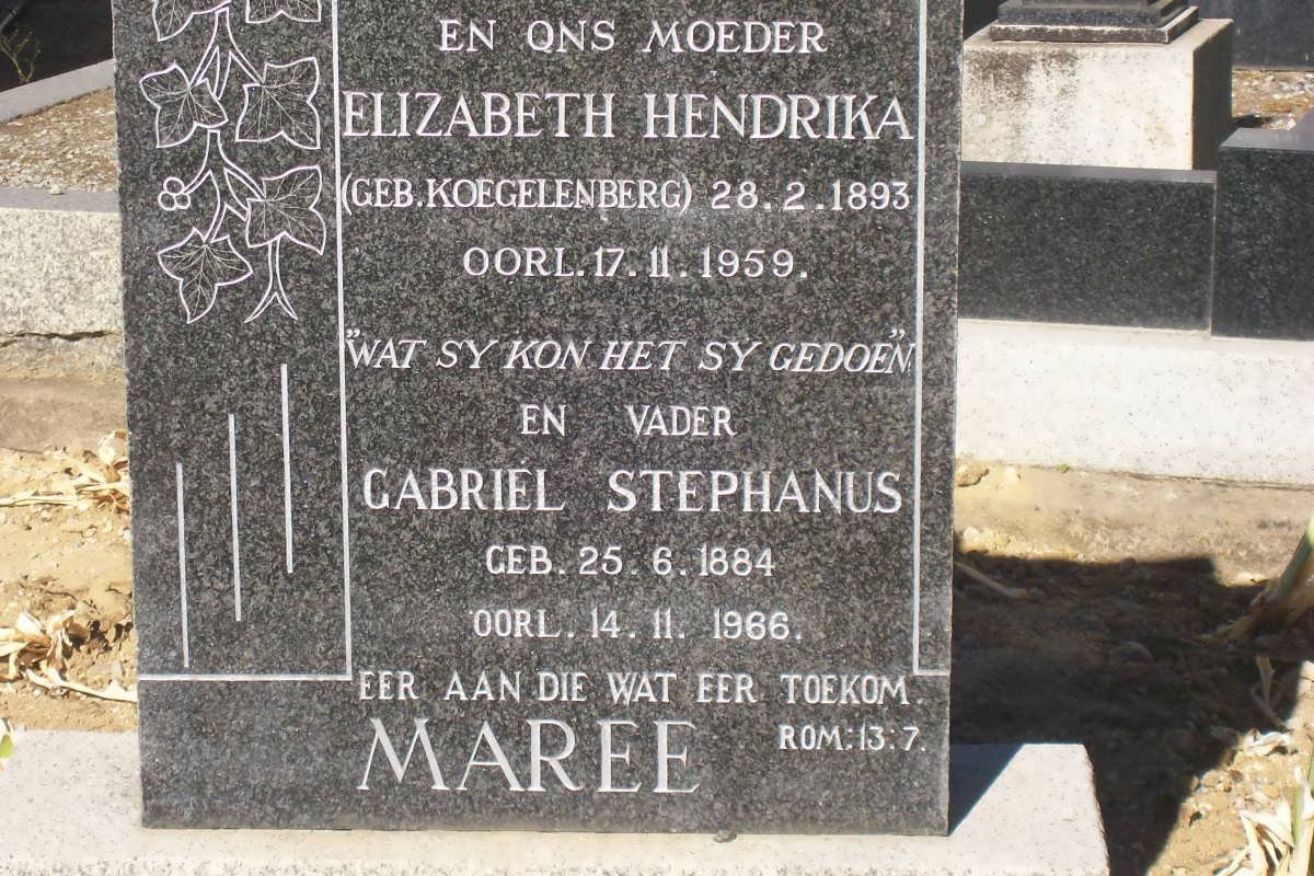 MAREE Gabriel Stephanus 1884-1966 &amp; Elizabeth Hendrika KOEGELENBERG 1893-1959