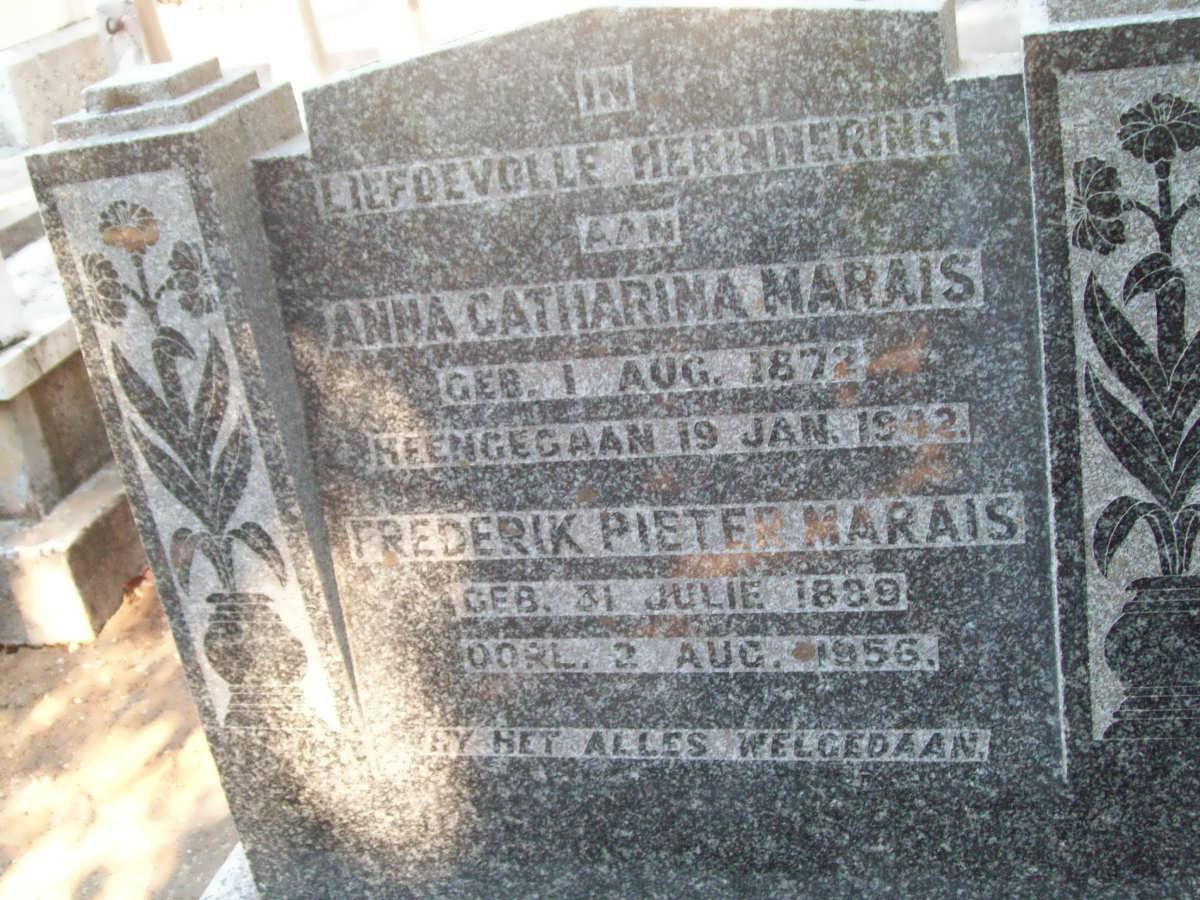MARAIS Frederik Pieter 1889-1956 &amp; Anna Catharina 1872-1942 