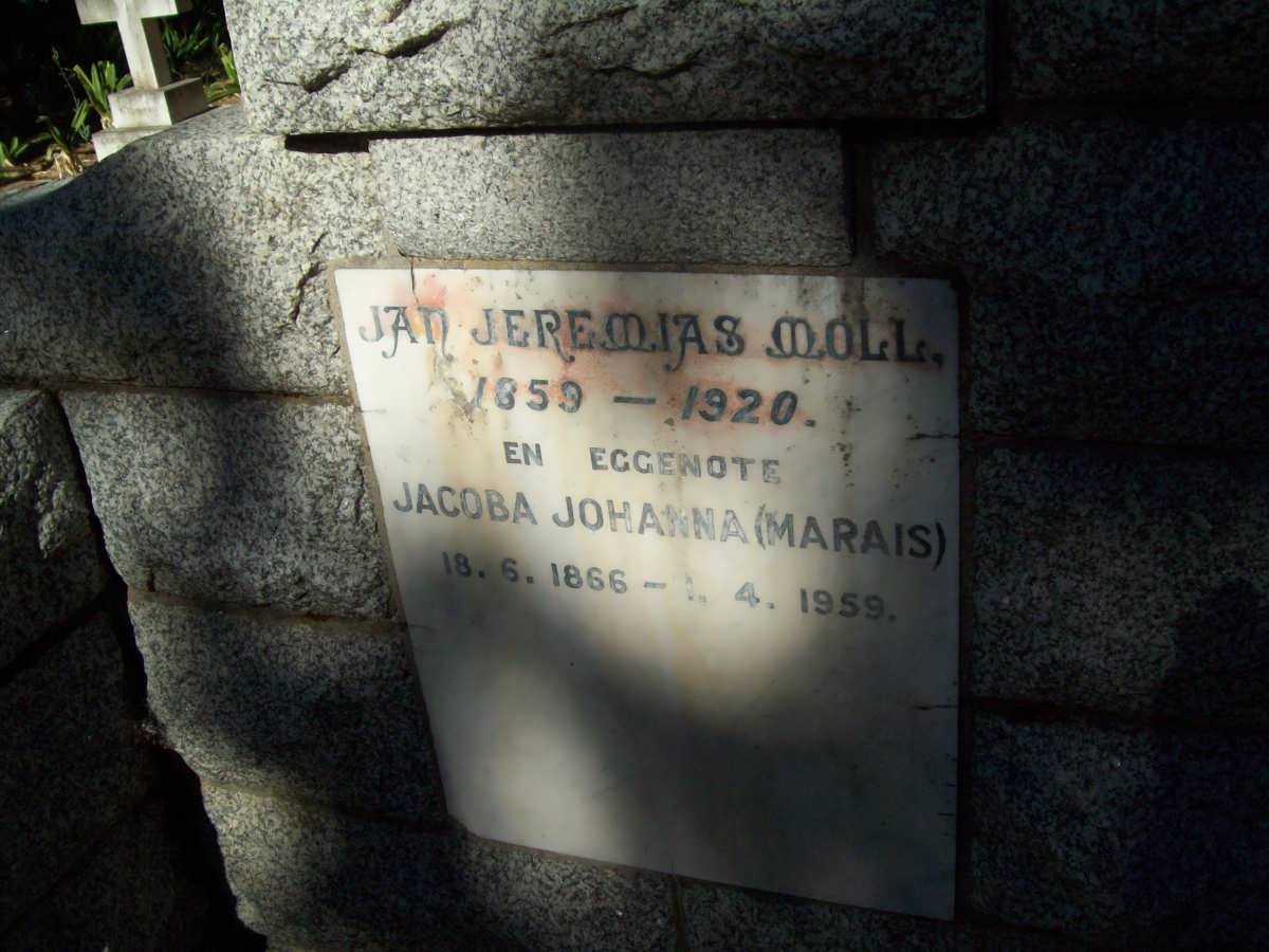 MOLL Jan Jeremias 1859-1920 &amp; Jacoba Johanna MARAIS 1866-1959