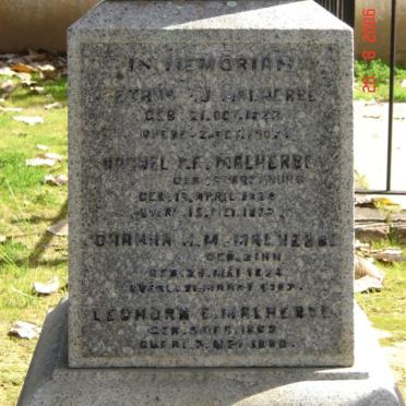MALHERBE Petrus J.J. 1823-1907 &amp; Rachel P.F. SPARENBURG 1832-1872 :: MALHERBE Johanna H.M. nee ZINN 1824-1907