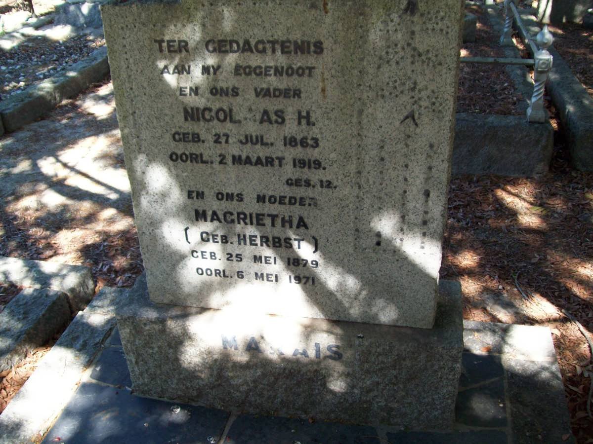 MARAIS Nicolaas H. 1863-1919 &amp; Magrietha HERBST 1879-1971