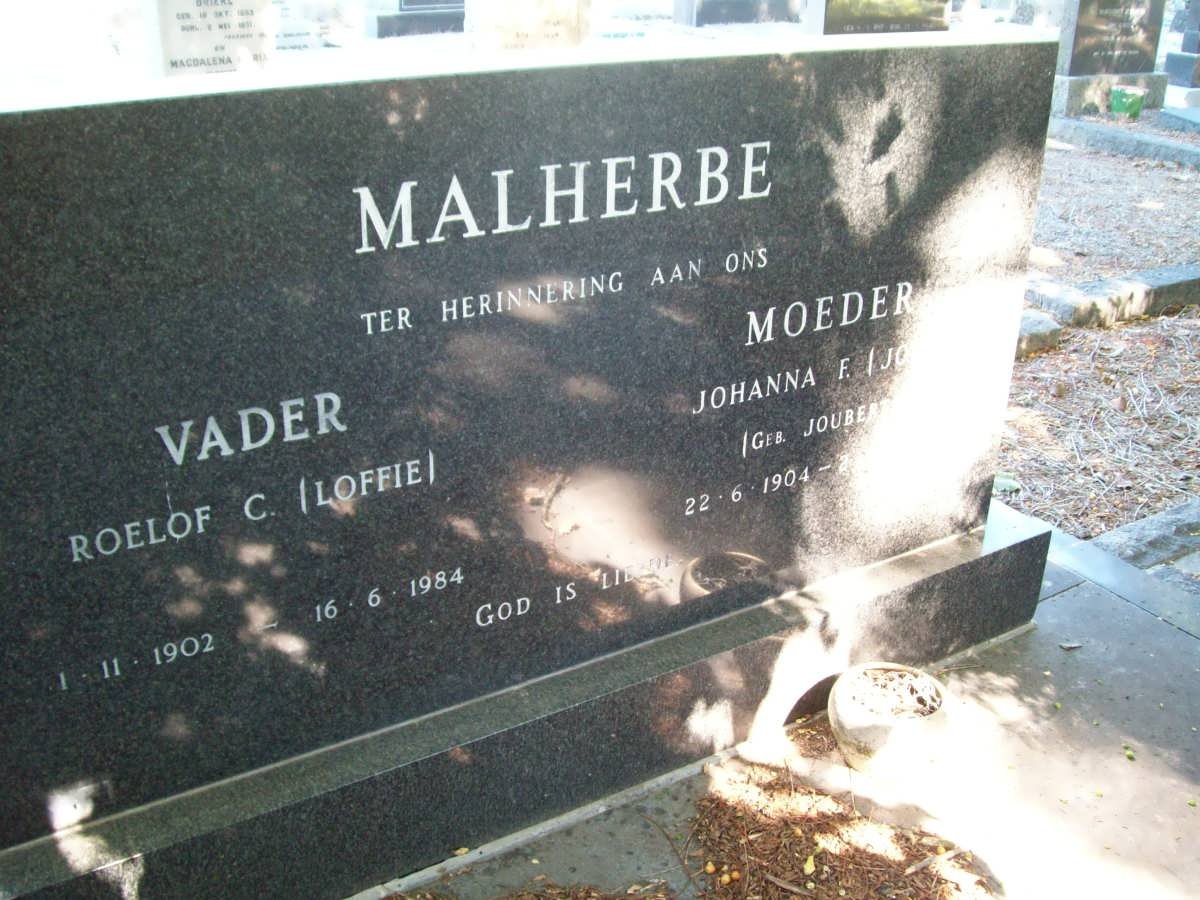MALHERBE Roelof C. 1902-1984 &amp; Johanna F. JOUBERT 1904-19??