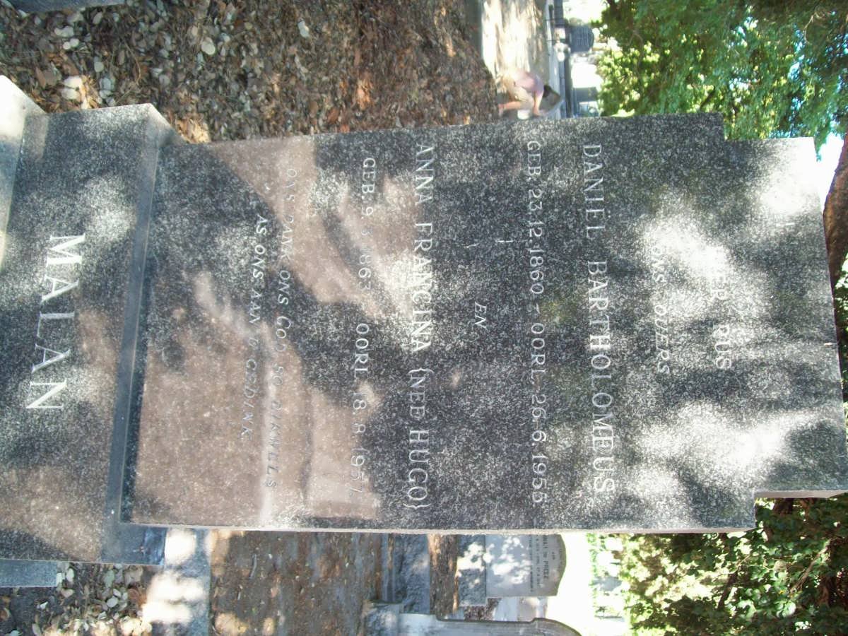 MALAN Daniël Bartholomeus 1860-1955 &amp; Anna Francina HUGO 1863-1957