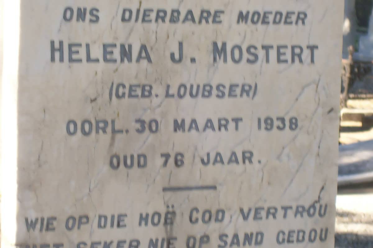 MOSTERT Helena J. nee LOUBSER -1938