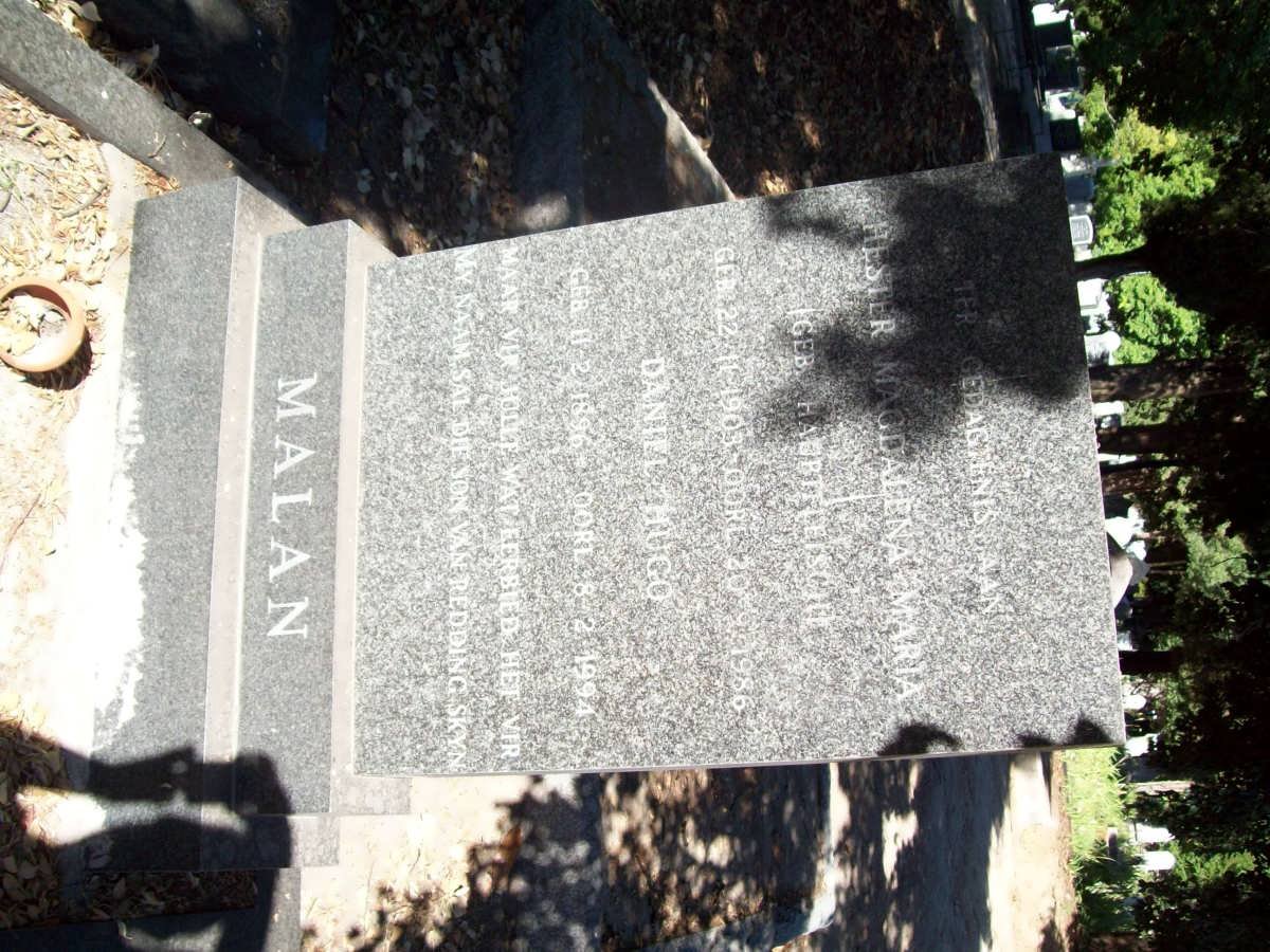 MALAN Daniel Hugo 1896-1994 &amp; Hester Magdalena Maria HAUPTFLEISCH 1903-1986