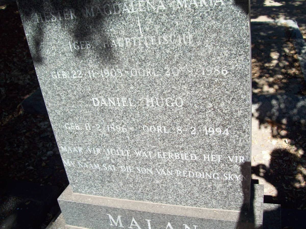 MALAN Daniel Hugo 1896-1994 &amp; Hester Magdalena Maria HAUPTFLEISCH 1903-1986