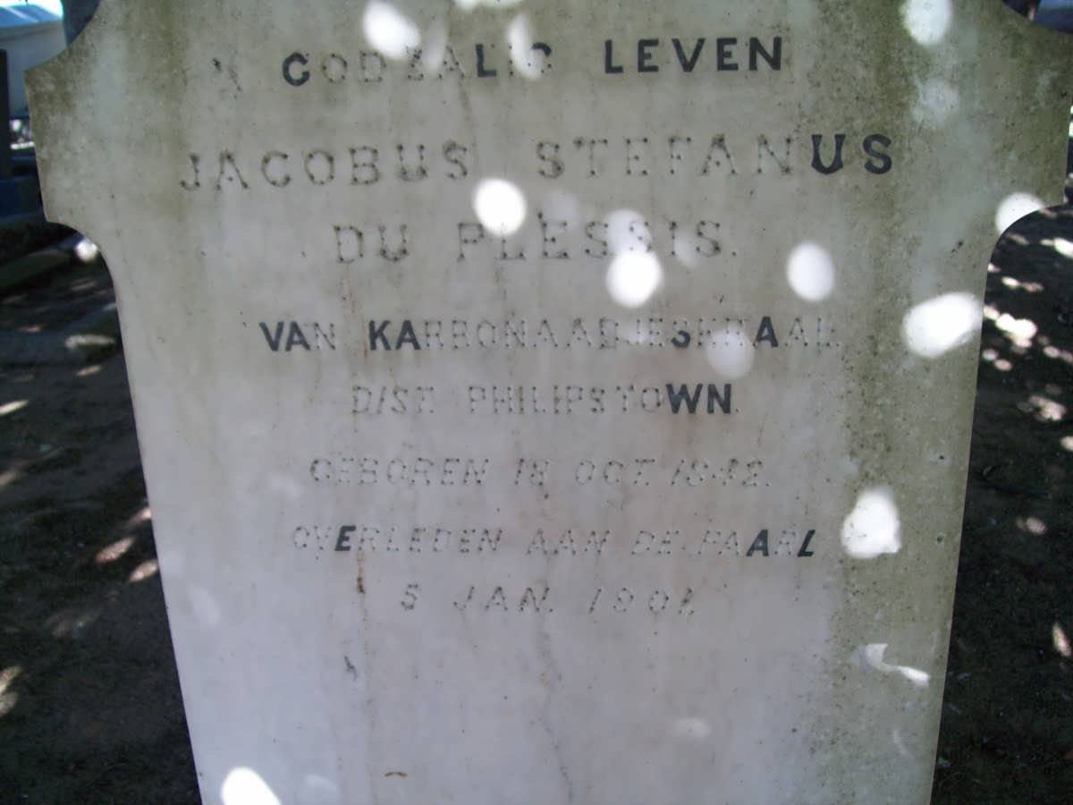 PLESSIS Jacobus Stefanus, de 1842-1901