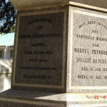 PLESSIS Hendrika Susanna, du nee MOLL -1855 :: DU PLESSIS Rachel Petronella 1851-1904