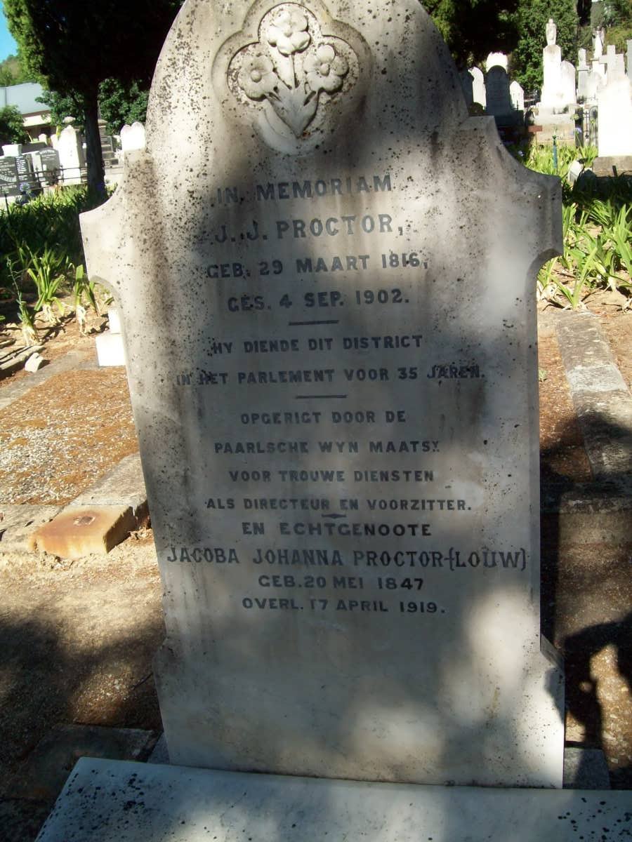 PROCTOR J.J. 1816-1902 &amp; Jacoba Johanna LOUW 1847-1919