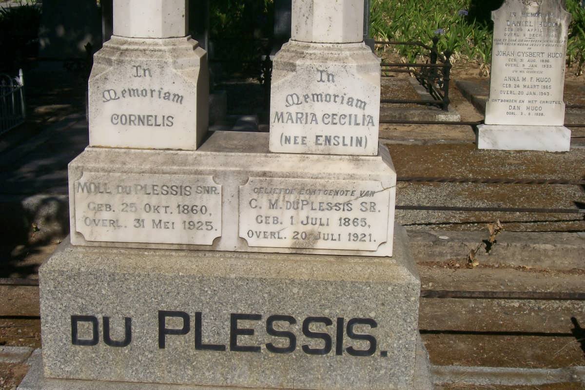 PLESSIS Cornelis Moll, du 1860-1925 &amp; Maria Cecilia ENSLIN 1865-1921