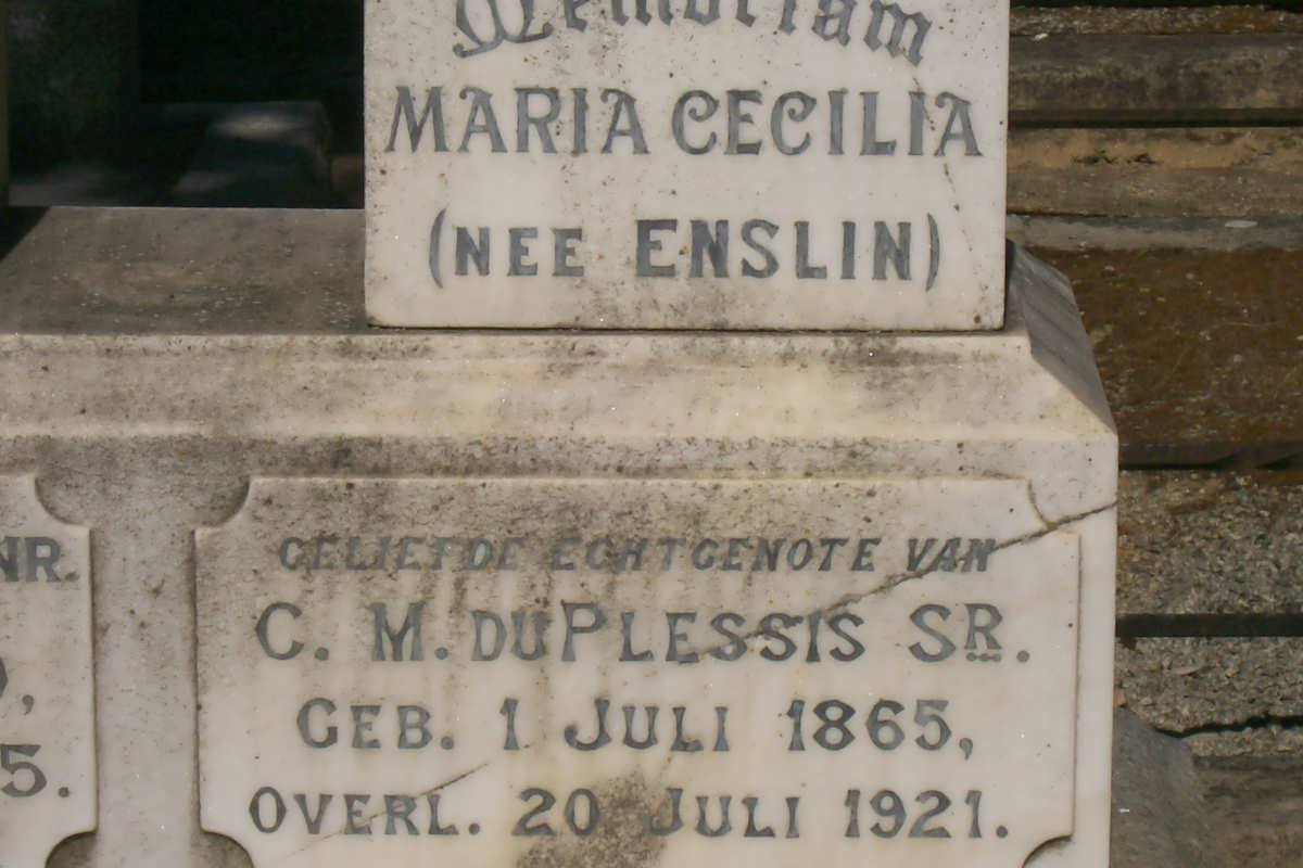 PLESSIS Cornelis Moll, du 1860-1925 &amp; Maria Cecilia ENSLIN 1865-1921