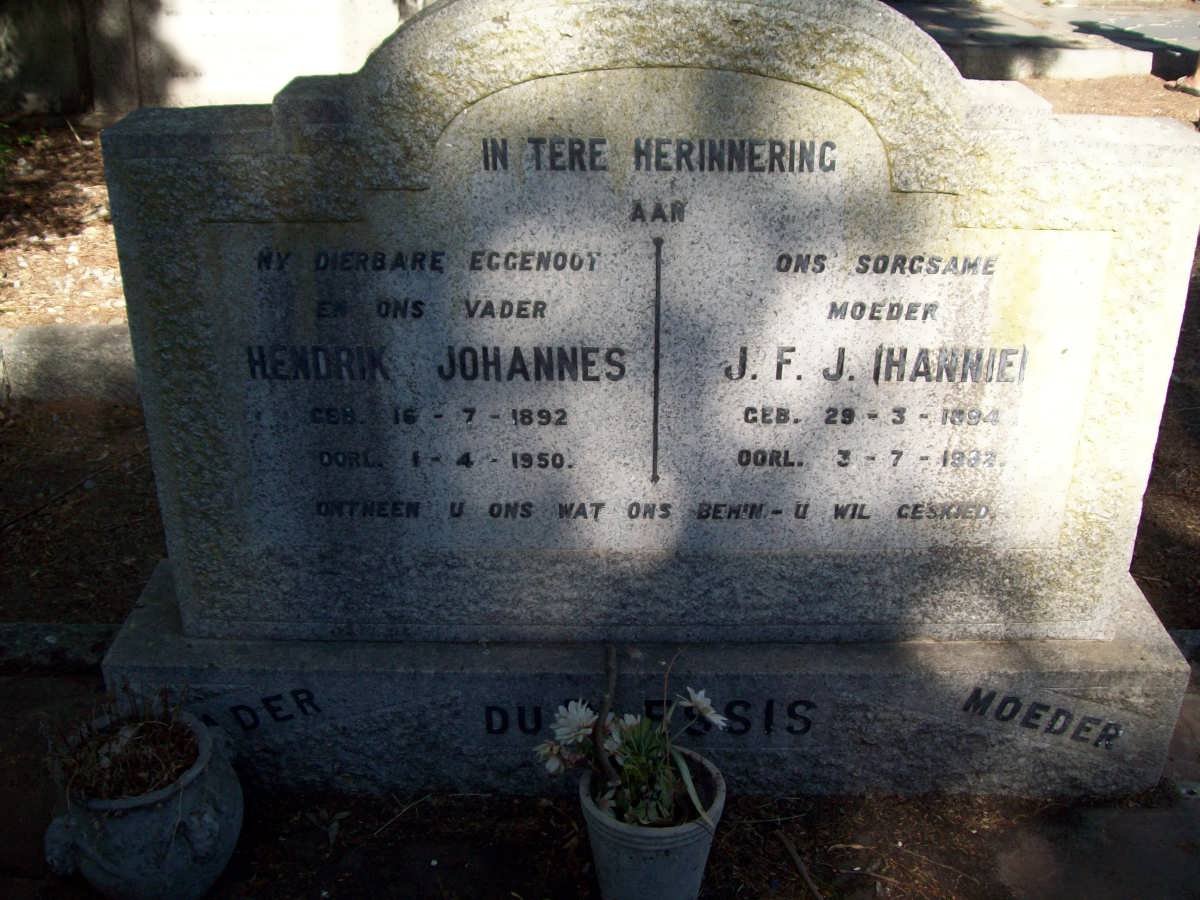PLESSIS Hendrik Johannes, du 1892-1950 &amp; J.F.J. 1894-1982
