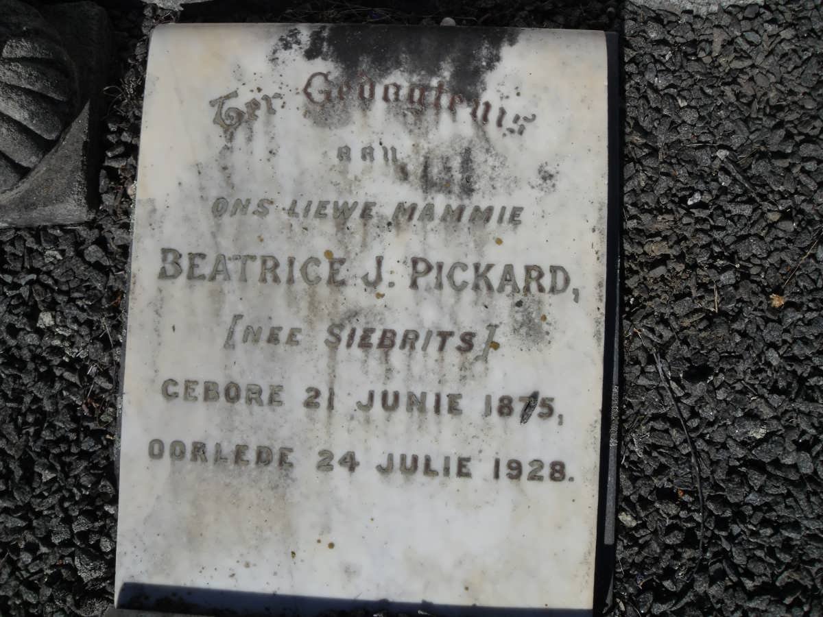 PICKARD Beatrice J. nee SIEBRITS 1875-1928