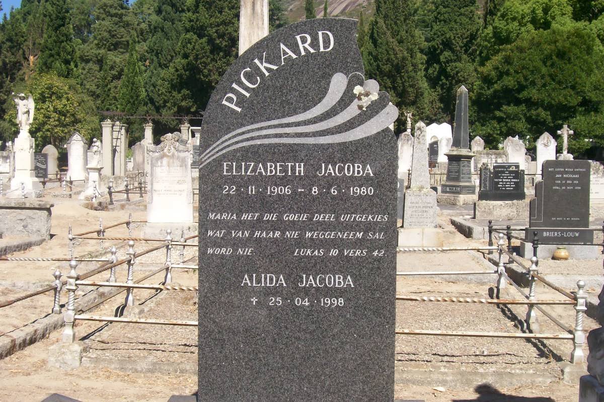 PICKARD Elizabeth Jacoba 1906-1980 :: PICKARD Alida Jacoba -1998
