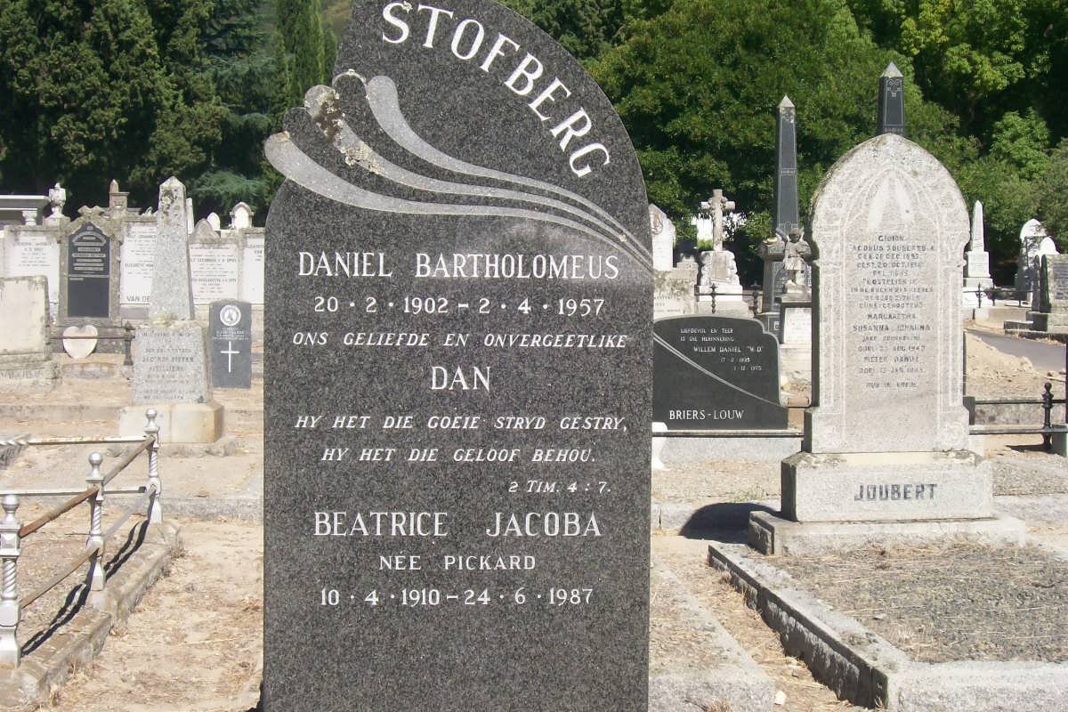 STOFBERG Daniel Bartholomeus 1902-1957 &amp; Beatrice Jacoba PICKARD 1910-1987