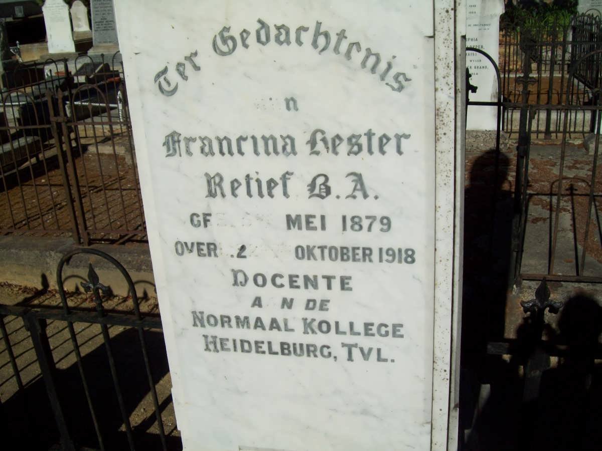 RETIEF Francina Bester 1879-1918