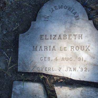 ROUX Elizabeth Maria, Le 1891-1892