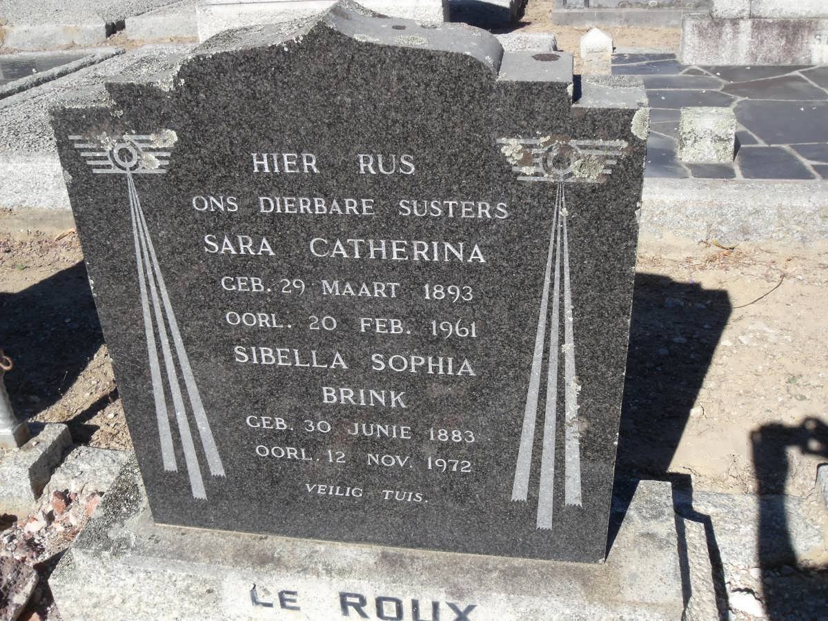 ROUX Sara Catherina, le 1893-1961 :: BRINK Sibella Sophia 1883-1972