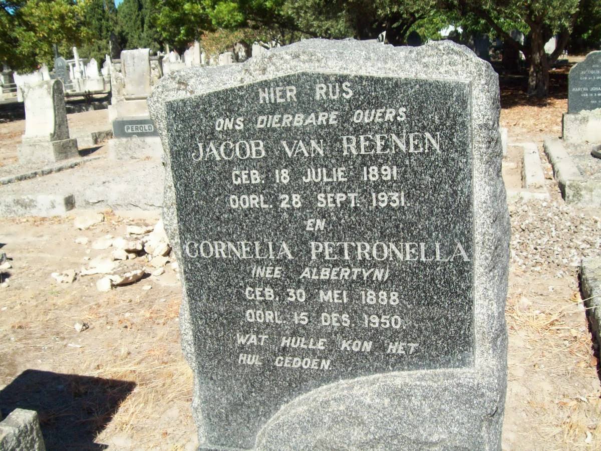 REENEN Jacob, van 1891-1931 &amp; Cornelia Petronella ALBERTYN 1888-1950