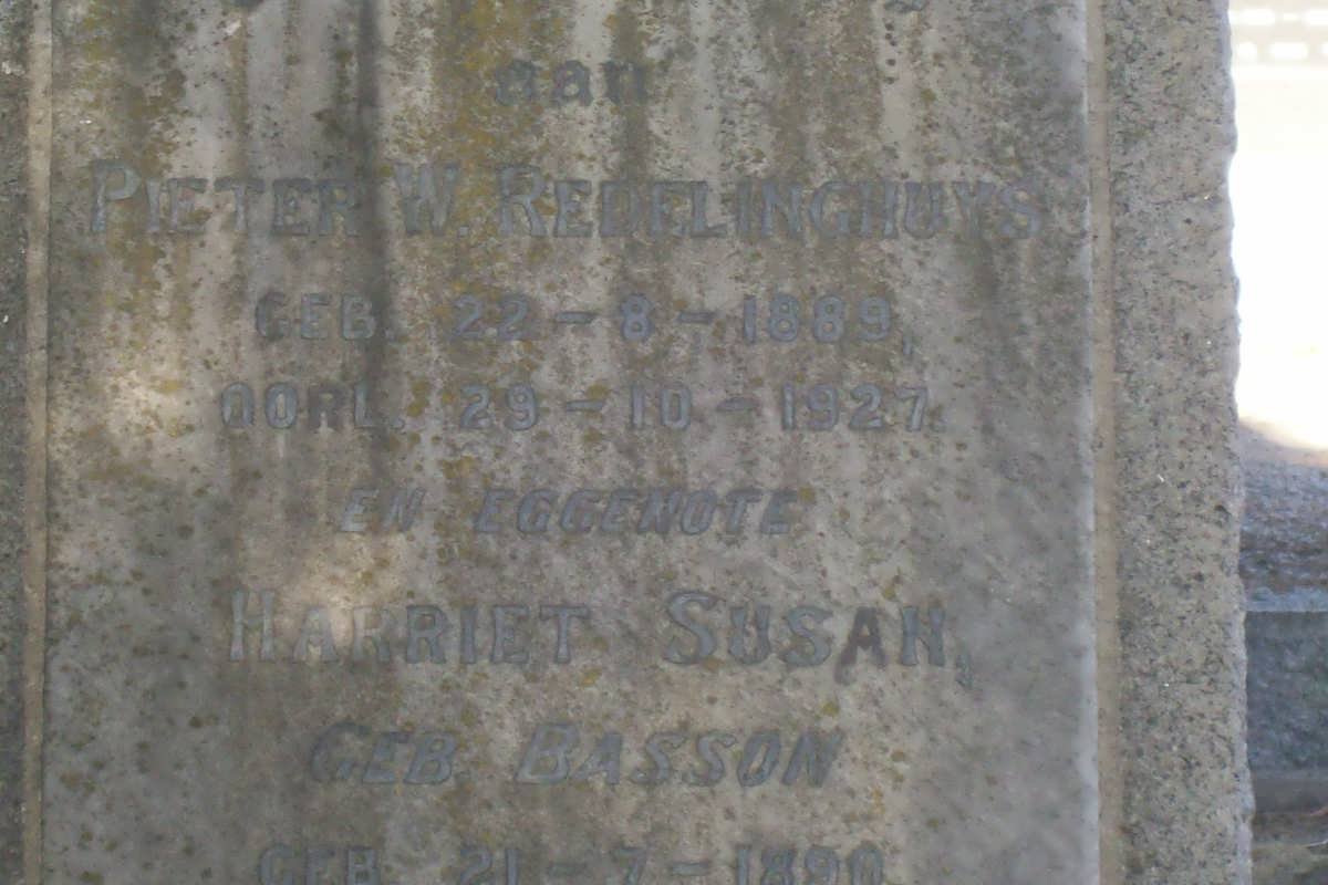 REDELINGHUYS Peter W. 1889-1927 &amp; Harriet Susan BASSON 1890-1927