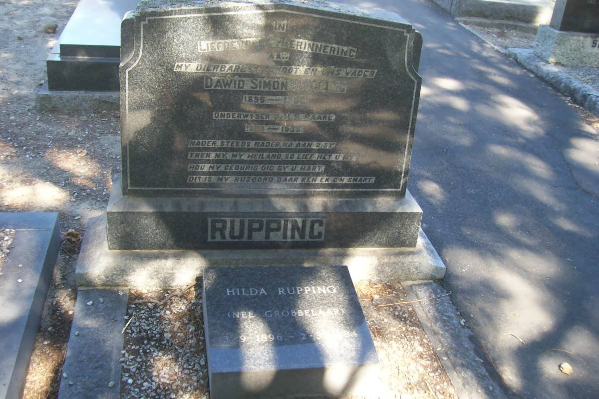 RUPPING Dawid Simon 1855-1938 &amp; Hilda GROBBELAAR 1896-1984