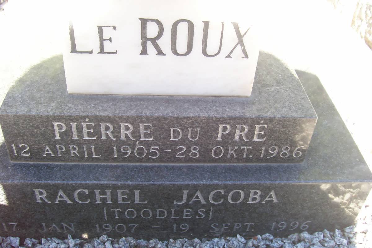 ROUX Piérre du Pré, le 1905-1986 &amp; Rachel Jacoba 1907-1996